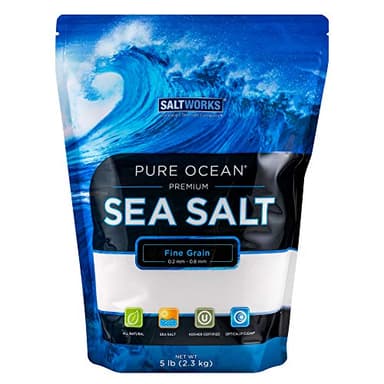 SaltWorks Pure Ocean Sea Salt, Fine Grain, 5 Pound Bag