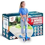 Outdoor Cruiser 3-Wheel Kids Scooter – with Lean-to-Steer Technology, Wide Deck, Led Lighted Wheel, 4-Level Adjustable Height T-bar Handle, Support Kids Up to 150 Lbs, for Boys & Girls Ages 3-8, Blue