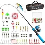 Kids Fishing Pole Kit, 59'' Telescopic Rod and Reel Beginner Combo with Spincast Reel,Tackle Box, Carrier Bag,Fishing Gear for Boys,Girls, Toddler,Youth