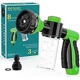 Garden Hose Nozzle, High Pressure Spray Gun Nozzle, 8 Spray Patterns for Watering Plants, Lawn, Patio, Cleaning, Showering Pet with 3.5oz/100cc Soap Dispenser Bottle