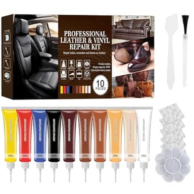 RQB Leather and Vinyl Repair Kit for Furniture and Car Seats - Easy Color Match Leather Scratch Repair Cream,Restorer for Upholstery, Boats, Jackets, Purses & Shoes