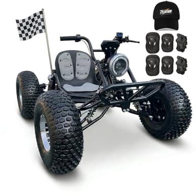Zyliathor 72V 3000W Brushless Electric Off-Road Go Kart, Peak 10.8kW, Up to 62MPH, 37-Mile Range, Shaft Drive Diff, Dual Hydraulic Rear Discs, 19x7-8 Tires, Teens & Adults