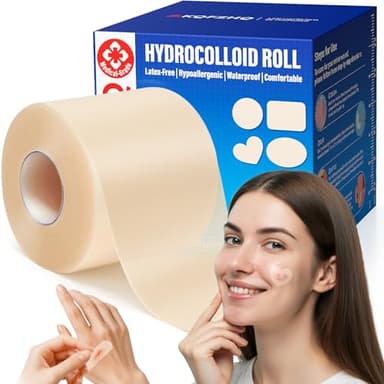 Medical Grade Hydrocolloid Roll for Wound Care, 2in*16.4ft Adhesive Hydrocolloid Bandages, Waterproof Pimple Patch Roll, Ultra Absorbent Large Hydrocolloid Patch for Acne,Blisters,Burns,and Minor Cuts