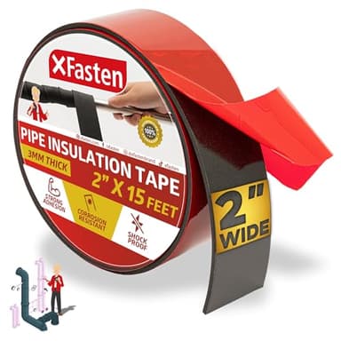 XFasten Foam Pipe Insulation Tape 2 Inch x 15 Feet Heavy-Duty AC Line Insulation Outdoor Pipe Wrap Tape AC Pipe Insulation Outdoor Pipe Insulation Wrap Tape HVAC Line Insulation Pipe Wrap Around Tape