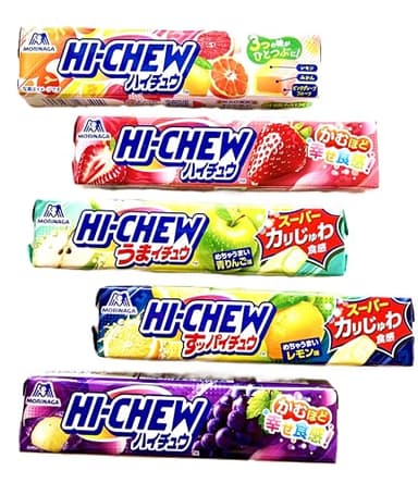 Konbini Japan - Hi Chew 5 Assorted Fruit Flavored - Grape, Lemon, Green Apple, Strawberry, Mixed Fruits - Japanese, Chewy Candy Sweets Snack (5Pcs)