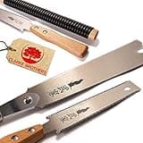 Set of 2 - Ryoba Japanese Pull Saw 9.5 Inch and Flush Cut 6 Inch – Woodworking Tools Ryoba Table – Steel Blades and Wood Handles, Handsaw 2 Cutting Edges– Japanese Hand Saw for Carpentry, DIY