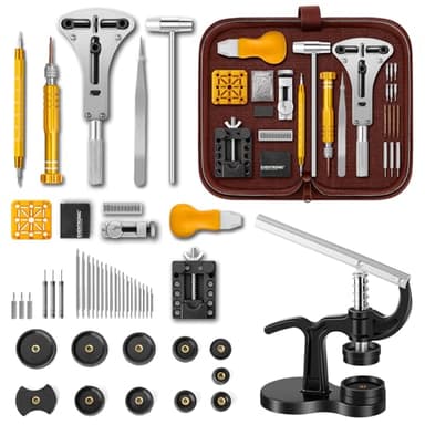 【Combination Version】Eventronic Watch Repair Tool Kit + Watch Press Tool, Professional Watch Link Removal Kit, Spring Bar Tool Set, Watch Band Tool, Watch Battery Replacement Tool Kit, Watch Band Tool