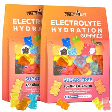 Electrolyte Gummies Sugar Free | Electrolyte Hydration Energy Gummies for Running & Sports - Energy Chews with Calcium & Vitamin C for Kids & Adults, Multiple Mixed Flavors, Gluten-Free, 180 Count