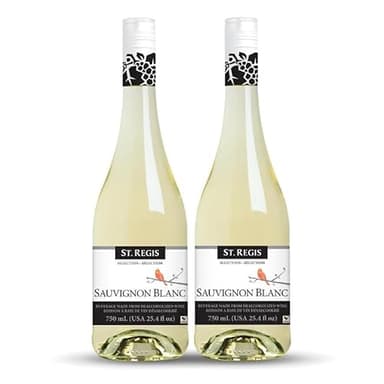 ST. REGIS Non-Alcoholic Sauvignon Blanc - Low Calorie, Low Sugar - Crisp and Refreshing Tropical Fruity Rich Flavor from Germany Vineyards - 25.4 Fl Oz / 750ml (2 Pack)