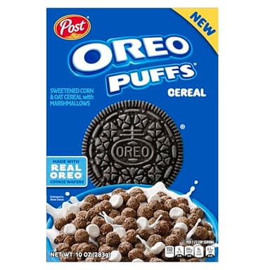 Post Oreo Puff Chocolate Breakfast Cereal, 10 oz Box
