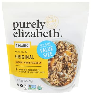 Purely Elizabeth, Granola Ancient Grain Original Value Size Organic, 18 Ounce