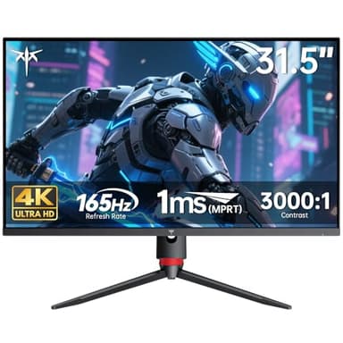 KTC 32 Inch 4K Gaming Monitor, 165Hz UHD (3840x2160P) Fast IPS Screen, 1ms (MPRT), Adaptive Sync, 3000:1 Contrast,121% sRGB,HDMI 2.1 Display Port 1.4, Tilt/Height Adjustment, VESA Mount, H32P22P