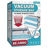 Vacuum Storage Bags, 10 Jumbo Space Saver Bags Vacuum Seal Bags with Pump, Space Bags, Vacuum Sealer Bags for Clothes, Comforters, Blankets, Bedding