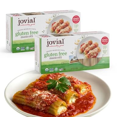 Jovial Whole Grain Brown Rice Manicotti Pasta - Pasta Manicotti, Manicotti Pasta, Whole Grain Pasta, Organic Pasta, Gluten Free, Dairy Free, Brown Rice Pasta, Made in Italy - 7 Oz, 2 Pack