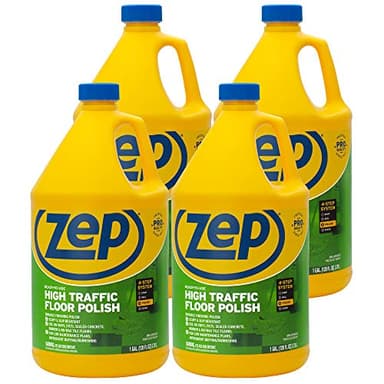 Zep Commercial High-Traffic Floor Polish, 4-1 Gallon Bottles, Professional Grade Floor Finish For a Range Of Hard Floor Surfaces (ZUHTFF128)