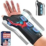 FEATOL Carpal Tunnel Wrist Brace Night Support, Wrist and Thumb Brace for Dequervain's Tenosynovitis, Tendonitis, Arthritis, Thumb Spica Splint Left Hand-Small/Medium-Women and Men