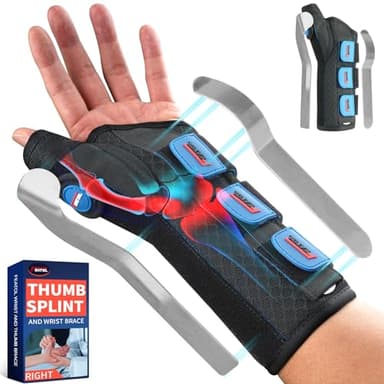 FEATOL Carpal Tunnel Wrist Brace Night Support, Thumb Spica Splint Left Hand for De Quervains Tenosynovitis, Tendonitis, Wrist Brace With Thumb Support-Small/Medium-Women & Men, Black