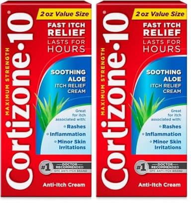Cortizone 10 Maximum Strength Anti-Itch Cream with Soothing Aloe, 1% Hydrocortisone Creme, 2 oz. (Pack of 2)