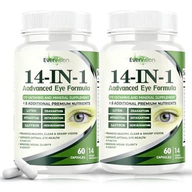 Evervision 14 in 1 Advanced Eye Formula, Eye Vitamin and Mineral Supplement, 60 Capsules -2PCS