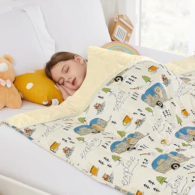 HOSUKKO Weighted Blanket - 3 lbs Cooling Ivory Forest Heavy Blanket - Small Size Breathable Blanket for Hot Sleepers(36 * 48 inches, 3 lbs)