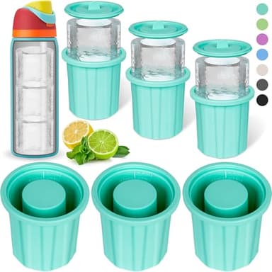 Ice Cube Tray for Owala FreeSip Bottle 24-40Oz, No White Residue, Easy Fill and Release Ice Maker, 3 Pcs Silicone Ice Cube Molds for Chilling Cocktails, Whiskey, Drinks, Coffee