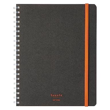 KOKUYO Graph Journal Notebook, Sooofa 7.2'' x 5.5'' Soft Ring Notebook for Women 4mm Grid Ruled, 80 Perforated Sheets, Black, B6 Notebook for Work Journals for Writing. Japan Import (S-SE748S4-D)