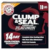 ARM & HAMMER Clump & Seal Platinum Multi-Cat Complete Odor Sealing Clumping Cat Litter, 14 Days of Odor Control 18lb