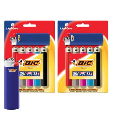 BIC Classic Lighters, Pocket Style, Lighter for Candles, Assorted Colors (Packaging May Vary), 12 Count Pack of Lighters