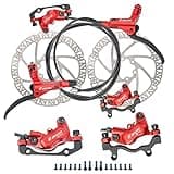 JFOYH zoom HB876 4-Piston Pre-Bled Hydraulic Disc Brake Set for Mountain Bike, Bike Disc Brake Kit with 160mm Rotors, Front and Rear Levers(PM Adapter Included) - Left-Front&Right-Rear
