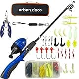 Urban Deco Kids Fishing Pole, Portable Telescopic Rod and Reel Combos Kids Fishing Rod Kit with Tackle Box for Boys,Girls,Youth,Beginner, Starter - Blue