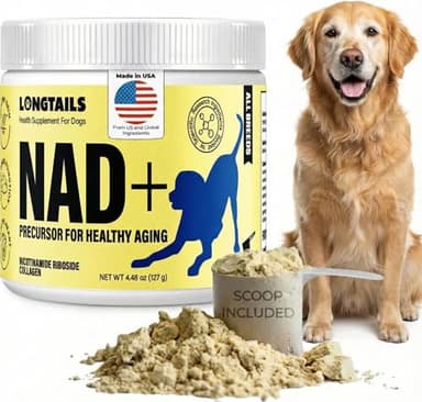 NAD+ Precursor Senior Dog Supplements & Vitamins Powder – Cognitive, Heart & Muscle Support – Senior Dog Multivitamin Powder Alternative with NR, Collagen, Bone Broth & Beef Liver