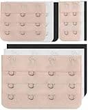 Bra Extender 2/3 /4 Hooks Adjustable Bra Strap Comfortable Bra Extension Strap Back Bra Band Extension Strap 9pcs (Black Beige White 9pcs)