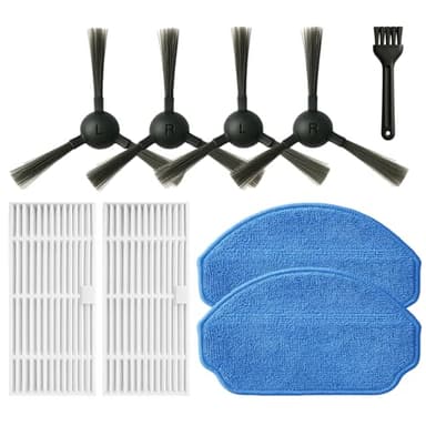 HUIZHEN Replacement Parts for MAMNV BR150/BR151, for ZCWA BR150/BR151, for ONSON BR150/BR151, for MANVINS G20, for Kilgone G20 Robot Vacuum Mop Combo Accessories,4 Side Brush 2 HEPA Filters 2 Mop Pads