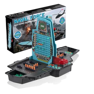 LEVEROAM Talking Sea Battle Board Game with Light and Sound Effects, Electronic Naval Battle Strategy Game with 200 Preset Ships Layout, Logicality Training, 1-2 Players, Family Board Game (Black)