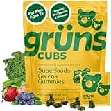 Gruns Kids Vitamins, Super Greens Gummies - Superfood Gummy Bears with Spirulina, Chlorella, 20+ Vitamins & Minerals, Prebiotics Fiber for Digestive Health, Adaptogens Supplement, 28 Day Supply