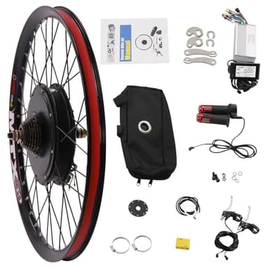 27.5Inch Electric Bicycle Conversion Kit, 72V 2000W E-Bike Rear Wheel Hub Motor with Mutifunction LCD Display & Pedal Assistant Sensor, 60N.M 7-Speed Flywheel E-Bike Conversion Set US Stock