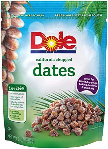 Dole California Chopped Dates, Dried Fruit, Gluten Free Snack, 8 Oz Bag