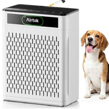 Air Purifiers for Home Large Room Up to 1848sq.ft, Airtok Air purifier for Home Pet, Washable Pre-Filter Air Quality Monitor HEAP Sleep Mode Air Cleaner for Bedroom, Dorm room, Office, AP3001 White