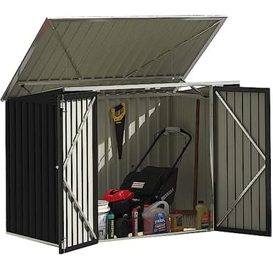 Devoko Outdoor Storage Shed 5.8 x 3.3 FT Metal Trash Shed Waterproof Outside Storage with Lid Chain Hydraulic Gas Rod for Trash Can Weeding Tools