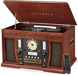 Victrola Aviator 8-in-1 Bluetooth Record Player & Multimedia Center with Built-in Stereo Speakers - 3-Speed Turntable, Vinyl to MP3 Recording, Wireless Music Streaming, Mahogany