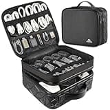 MATEIN Cable Organizer Bag, Waterproof Travel Electronic Storage with Adjustable Divider, Shockproof Portable Double Layer Tech Bag Carrying Case for Cord, Earbuds, Charger, SD Card, Tech Gifts, Black