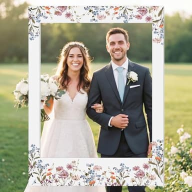 Bucherry 32 x 24 Inches Wedding Photo Booth Props Picture Frame DIY PVC Cutouts Photo Booth Prop Selfie for Bridal Shower Birthday Baby Shower Graduation Party Supplies Favor