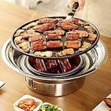 Baffect BBQ Charcoal Grill, 13.7 inch Non-stick Stainless Steel Korean Barbecue Grill, Portable Charcoal Stove for Outdoors Camping Picnic and Indoor Party Cooking