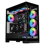 SAMA NEVIEW 4503 Black Full Tower PC Case, Dual Tempered Glass Panels, 4X12CM ARGB Fans Pre-Installed, USB3.0X2 & Type C Ports, Supports 360mm AIO at Top，High Airflow Design for PC Gaming