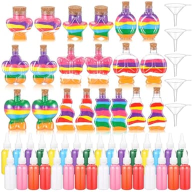 JellyArch 114 Pcs Sand Art Bottle Kit Include Sand Art Bottles, Colored Art Sand and Small Plastic Funnels Sand Art Containers for Wedding Birthday Party Decoration Arts Supplies Crafts