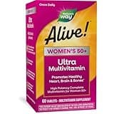 Nature’s Way Alive! Women’s 50+ Ultra Potency Complete Multivitamin, High Potency Formula, Promotes Healthy Heart, Brain, Bones*, with Methylated B12, Gluten-Free, 60 Tablets (Packaging May Vary)