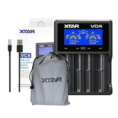 XTAR VC4 Universal Battery Charger - LCD Display, 4 Slots for 18650 Batteries