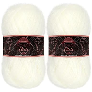 JubileeYarn Mohair Elixir Yarn - 50g/Skein Baby Wool Blend - Piña Colada - 2 Skeins