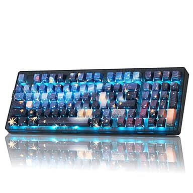 ZORNHER ZH980 Mechanical Keyboard,95% Blue Creamy Keyboard with Number Pad,Van Gogh's Starry Night Dye Sublimation PBT Keycaps,Creamy Sounding Linear Switches,Hot-Swappable,RGB Backlit