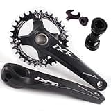 BUCKLOS IXF 104 BCD 30-52T Mountain Bike Crankset -Hollow Integrated MTB 170mm Crank Set- Aluminum Alloy Bike Crankset with Narrow Wide Tooth Chainring Bottom Bracket Bolts (Black/Red).